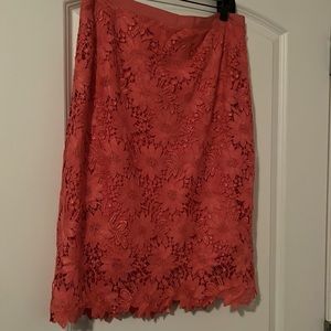 Beautiful Coral colored lace pattern skirt